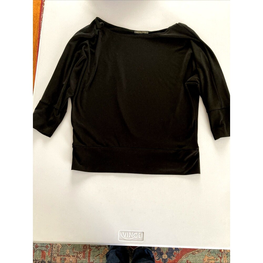 Mariage Women’s Large Black Top 3/4 Sleeves No Tags Flared Top Good Condition
